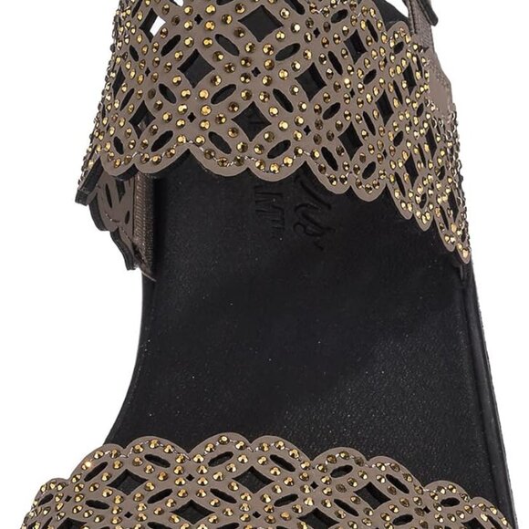 Skechers Cali Tan and Black Wedge Sandals Luxe Foam 10 NWT - Picture 3 of 12